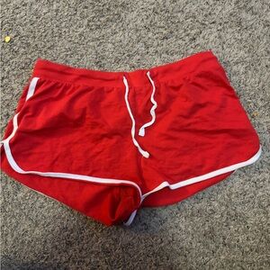 Red Athletic Shorts with White Trim